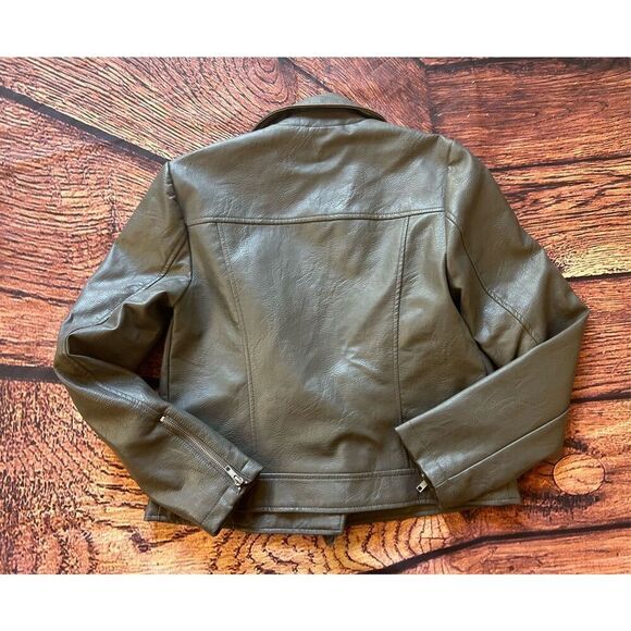 Forever 21‎ (Medium) Faux Leather Silver Biker Jacket - Picture 7 of 11